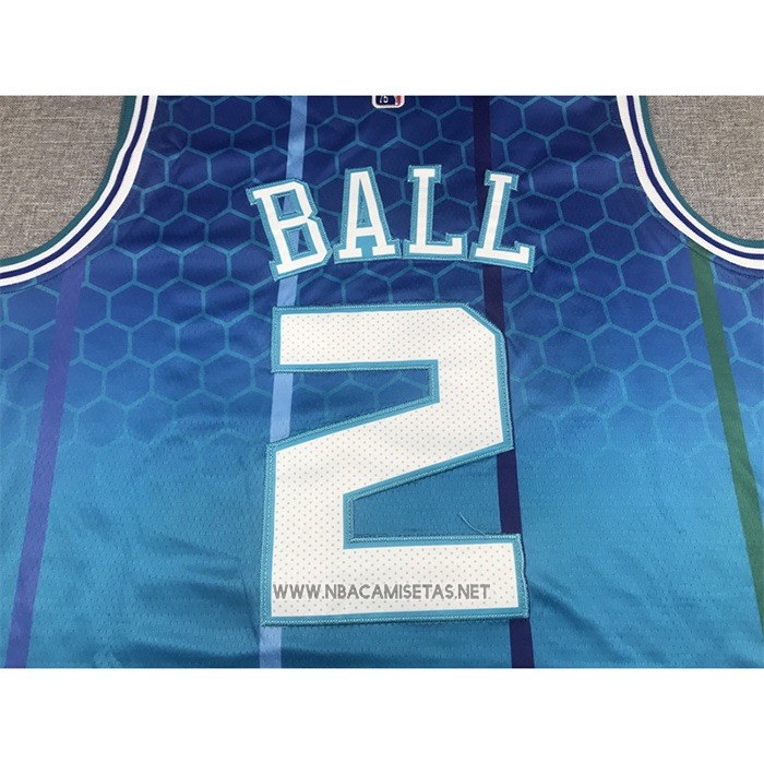 Camiseta Charlotte Hornets LaMelo Ball NO 2 Ciudad 2021-22 Azul